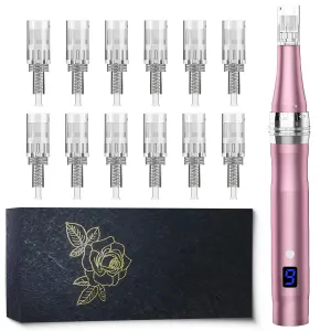 Cordless Permanent Makeup Machine with 12pcs Cartridges for Miroblading（Pink）