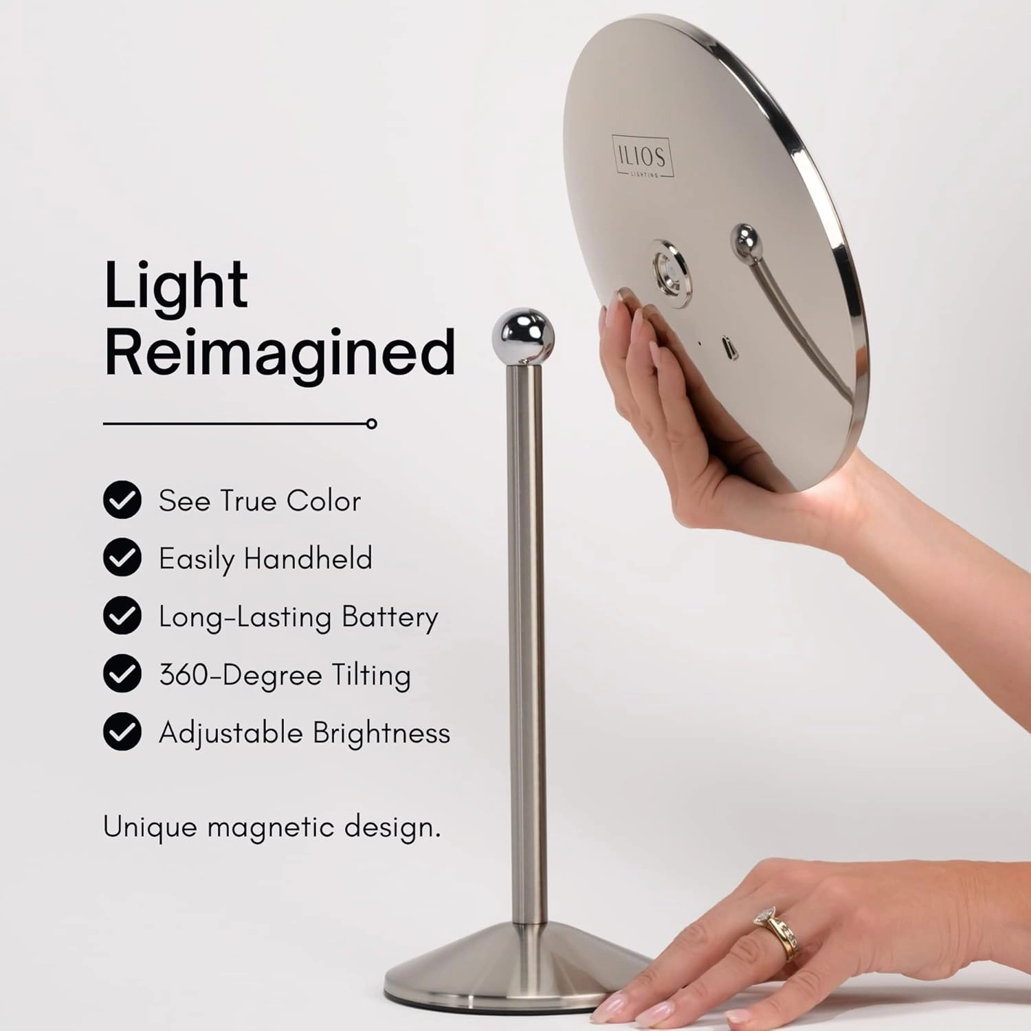 Cordless Bright LED Makeup Mirror with Lights and 1x Mirror with Long-Lasting Rechargeable Battery Perfect for Vanity, Counter 2X Brighter Than Most Lighted Mirrors (1X)