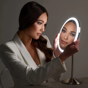 Cordless Bright LED Makeup Mirror with Lights and 1x Mirror with Long-Lasting Rechargeable Battery Perfect for Vanity, Counter 2X Brighter Than Most Lighted Mirrors (1X)