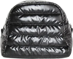 Cosmetic Case with Zipper Top, Puffer Nylon Construction, Machine Washable, Fits All Makeup Essentials, Colorful Collection of 6 (Black)