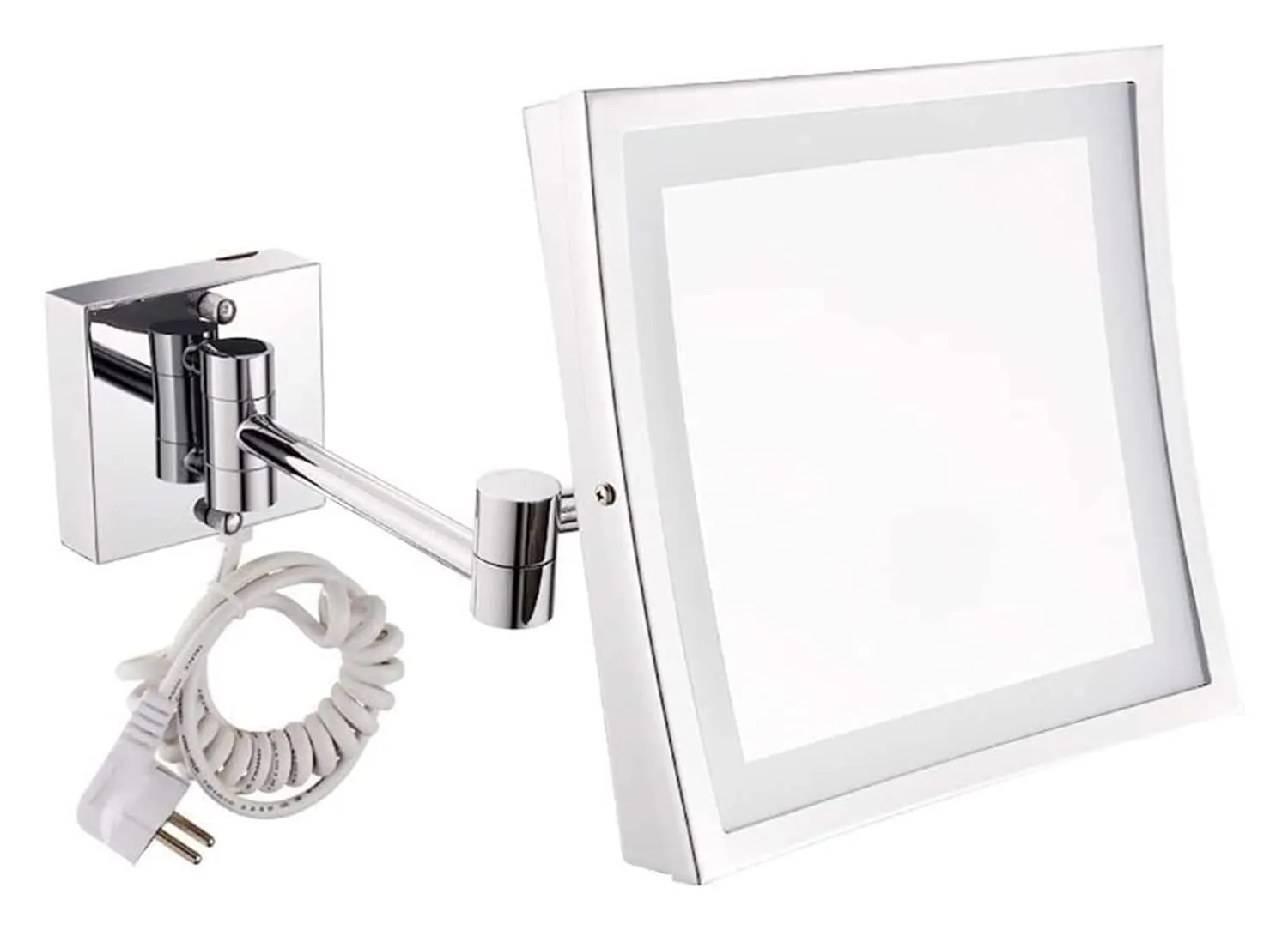 Cosmetic Vanity Mirror Lighted Makeup Mirror Square 8 Inch Led Makeup Mirror Bathroom Mirror Bathroom Wall Mounted Stainless Steel Folding Mirror 3X Magnification Lighted Makeup Mirror Liv