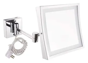 Cosmetic Vanity Mirror Lighted Makeup Mirror Square 8 Inch Led Makeup Mirror Bathroom Mirror Bathroom Wall Mounted Stainless Steel Folding Mirror 3X Magnification Lighted Makeup Mirror Liv