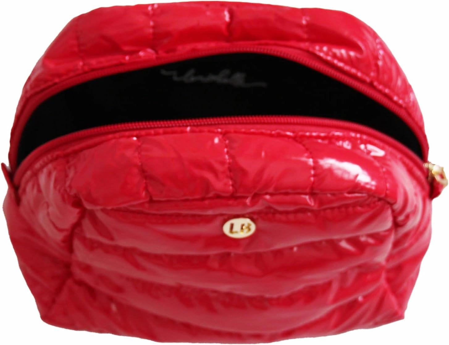 Cosmetic Case with Zipper Top, Puffer Nylon Construction, Machine Washable, Fits All Makeup Essentials, Colorful Collection of 6 (Cherry)