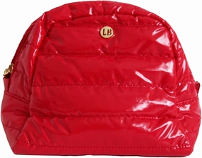 Cosmetic Case with Zipper Top, Puffer Nylon Construction, Machine Washable, Fits All Makeup Essentials, Colorful Collection of 6 (Cherry)