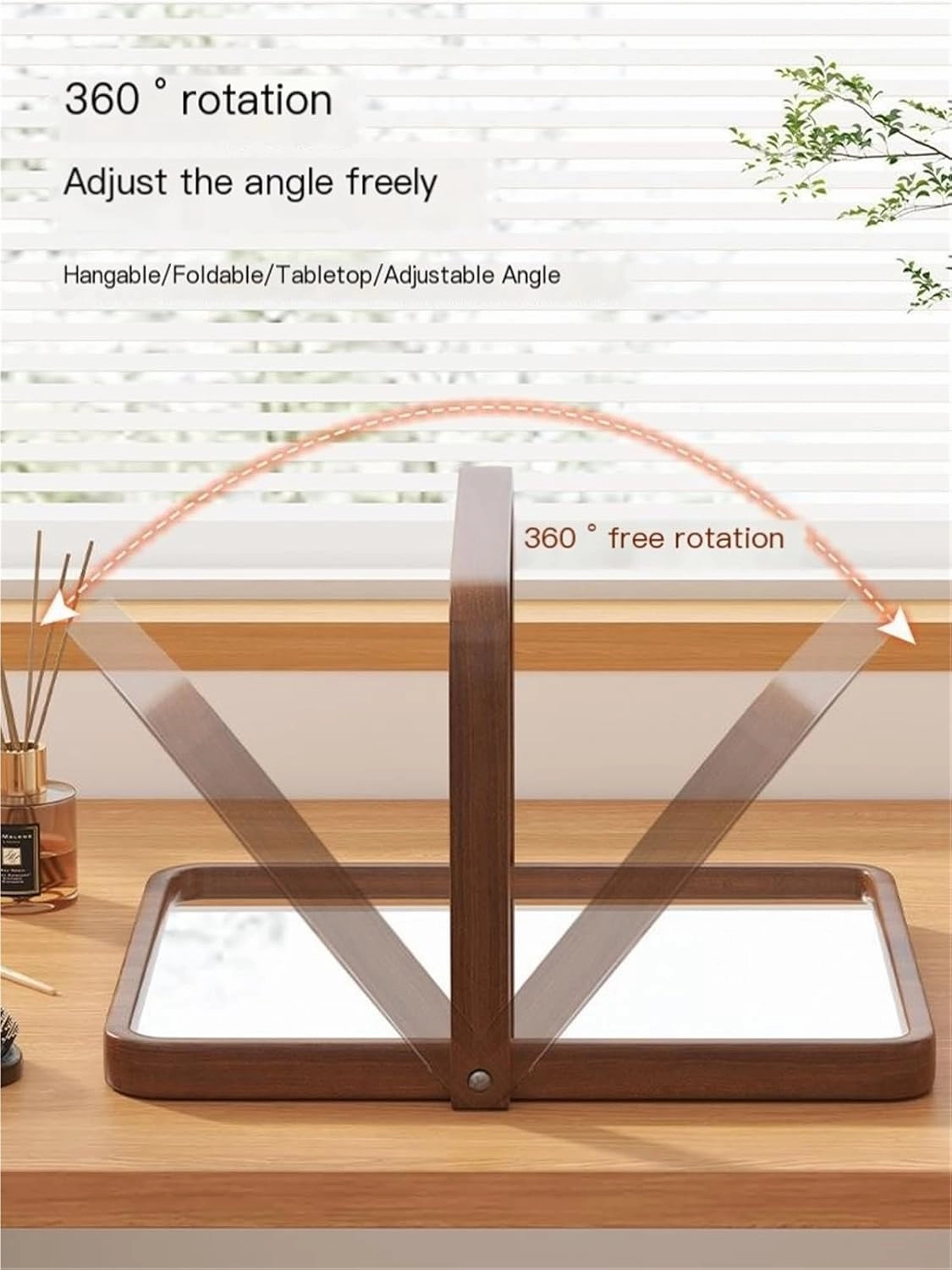 Cosmetic Mirror Desktop Desktop Foldable Vanity Mirror Home Simple Female Bedroom Retro Square Mirror