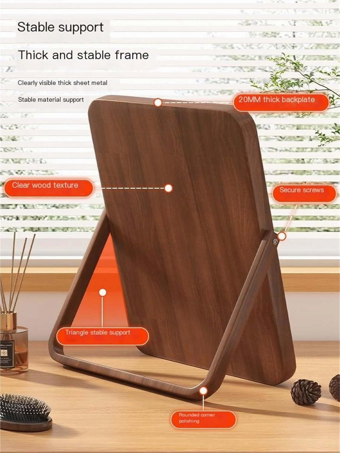 Cosmetic Mirror Desktop Desktop Foldable Vanity Mirror Home Simple Female Bedroom Retro Square Mirror