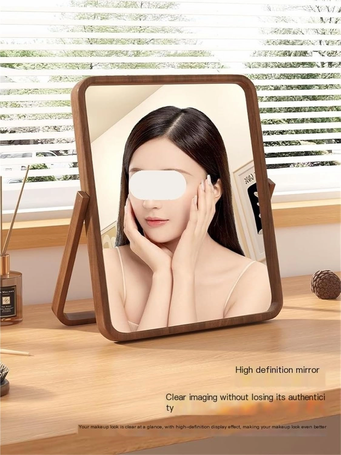 Cosmetic Mirror Desktop Desktop Foldable Vanity Mirror Home Simple Female Bedroom Retro Square Mirror