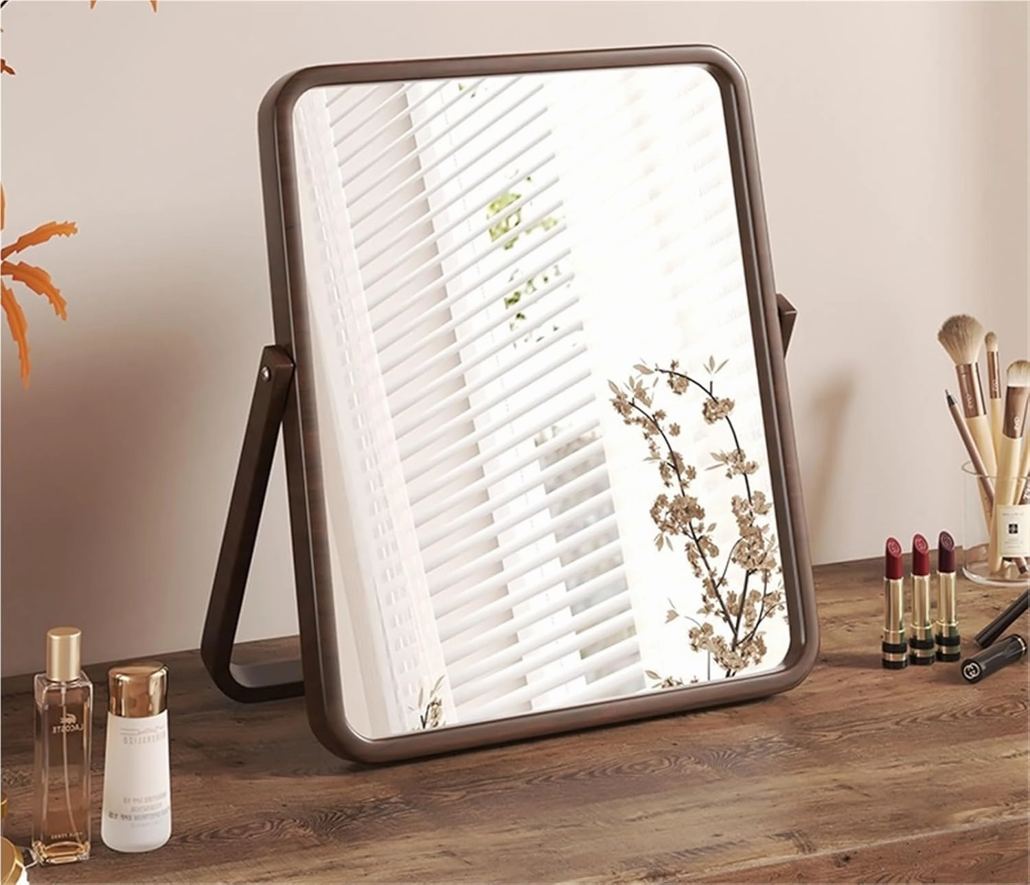 Cosmetic Mirror Desktop Desktop Foldable Vanity Mirror Home Simple Female Bedroom Retro Square Mirror