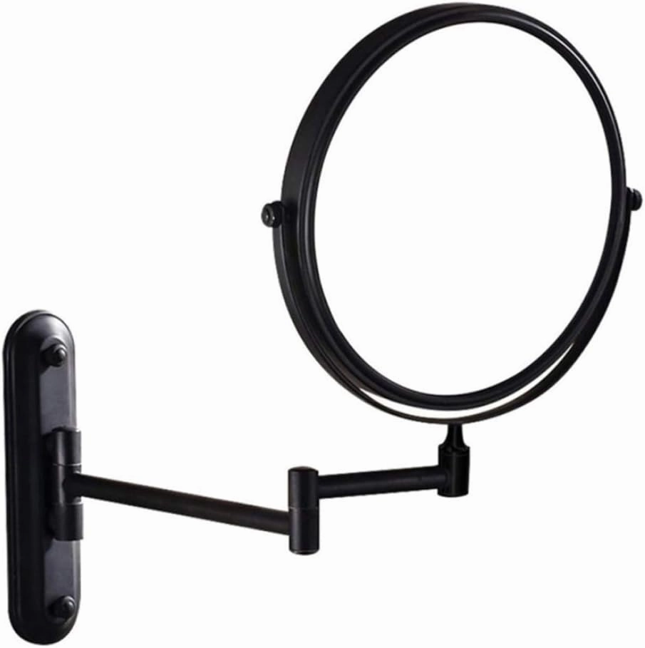 Cosmetic Mirror Wall Mounted, 3X Magnifying Two-Sided Swivel Makeup Vanity Mirror, Extendable Bathroom Mirror,Black_6 inch