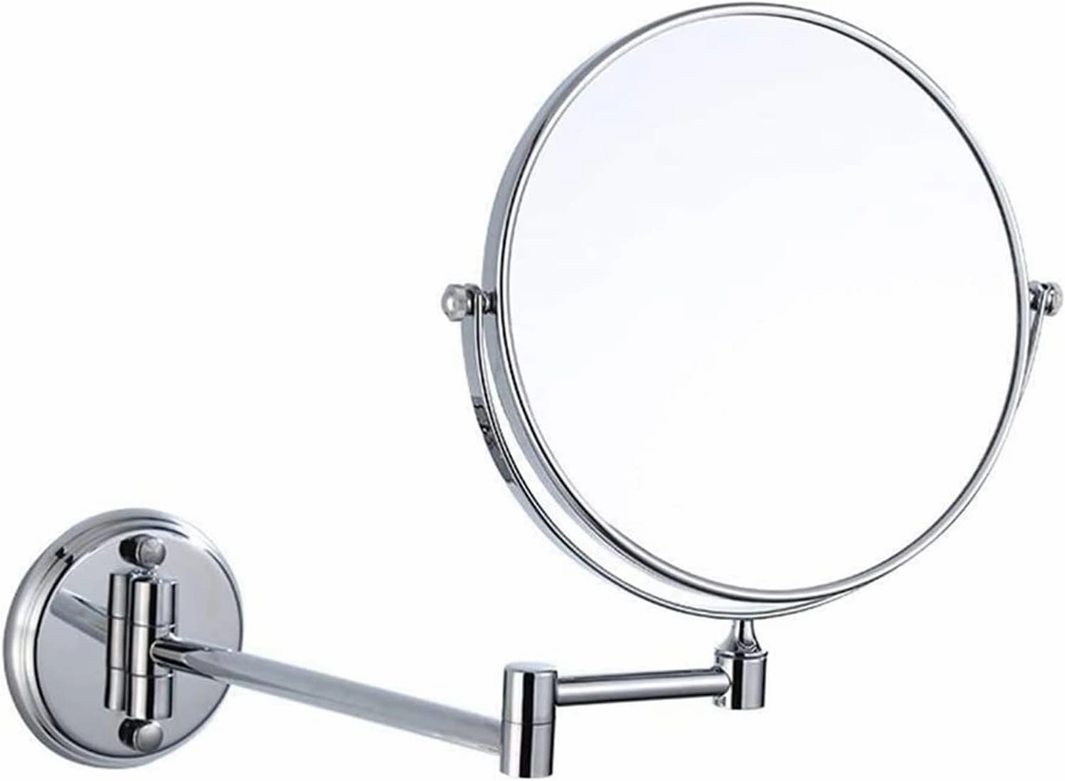 Cosmetic Vanity Mirror All-Copper 8-inch Silver Makeup Mirror 3 Times Magnification Bathroom Mirror Wall-Mounted Folding