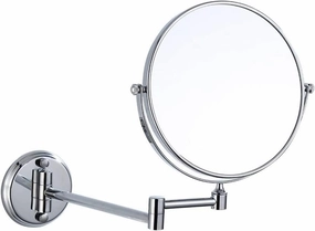 Cosmetic Vanity Mirror All-Copper 8-inch Silver Makeup Mirror 3 Times Magnification Bathroom Mirror Wall-Mounted Folding