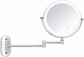Cosmetic Vanity Mirror t-Button Adjustment LED 8 Inch Cosmetic Mirror Folding Double Sided 10X Magnifying Wall Mounted Beauty