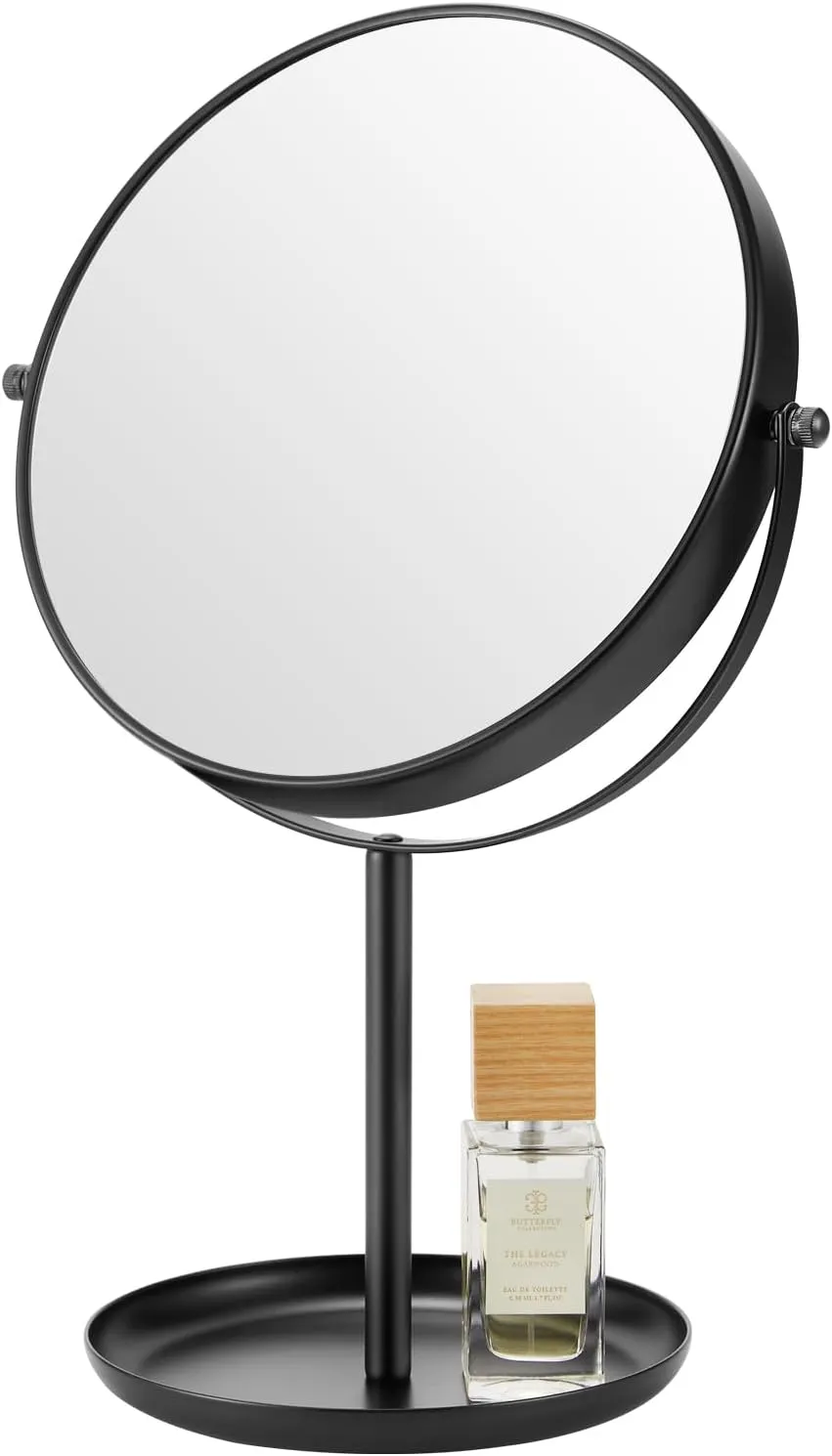 DECLUTTR 15X Magnifying Makeup Mirror, 9 Inch Tabletop Mirror on Stand, Large Double Sided Vanity Mirror for Desk, Black