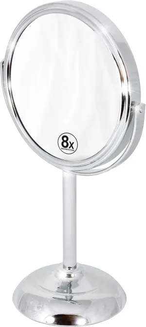 Deco Brothers Vanity Mirror with Stand 6-Inch Double Sided, 8X Magnification, Chrome