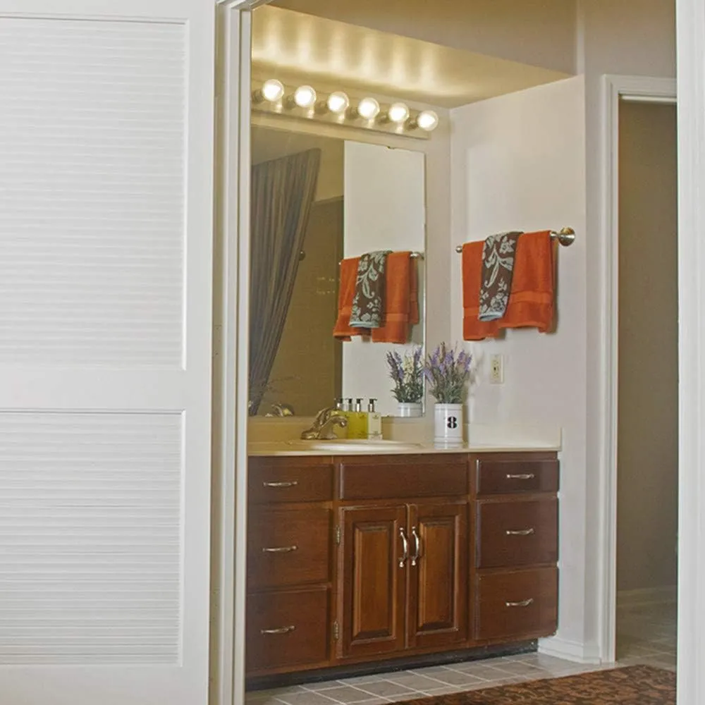 Design House Vanity Lighting, Steel Construction, 4 Vanity Lights, Dimmable, Uses four 60W Bulbs, Polished Chrome, 24.0 In. W x 4.3 In. H x 2.0 In. D, 500892