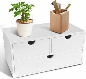desk organizer with drawers countertop drawer organizer Tabletop Storage Organization Box Home Office Workspace Bathroom Toiletries Supplies (white)