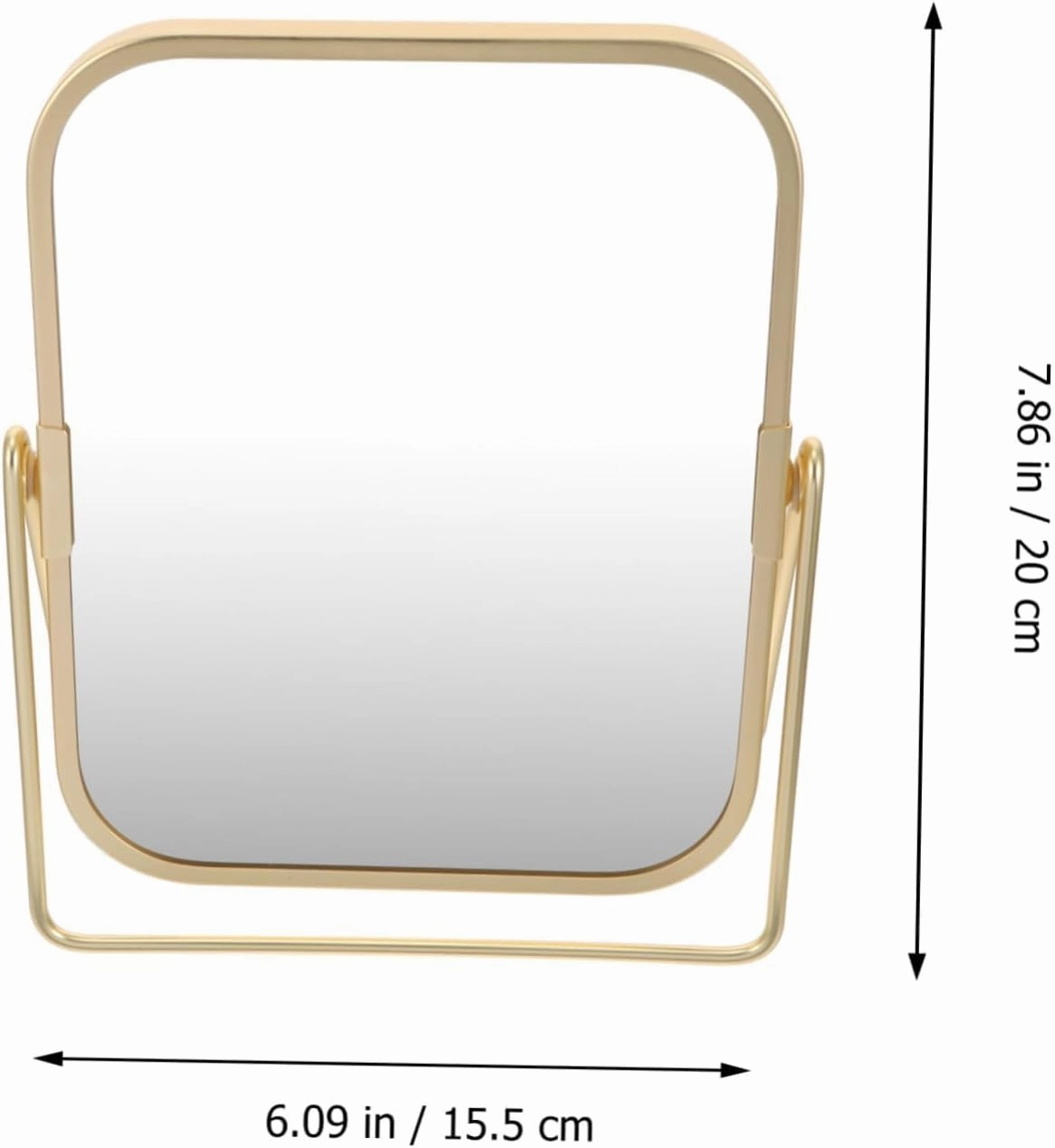 Desktop Double Sided Makeup Mirror,Gold Tabletop Makeup Mirror Double-Side Square Vanity Mirror Desk Mirror for Home Bathrom,B