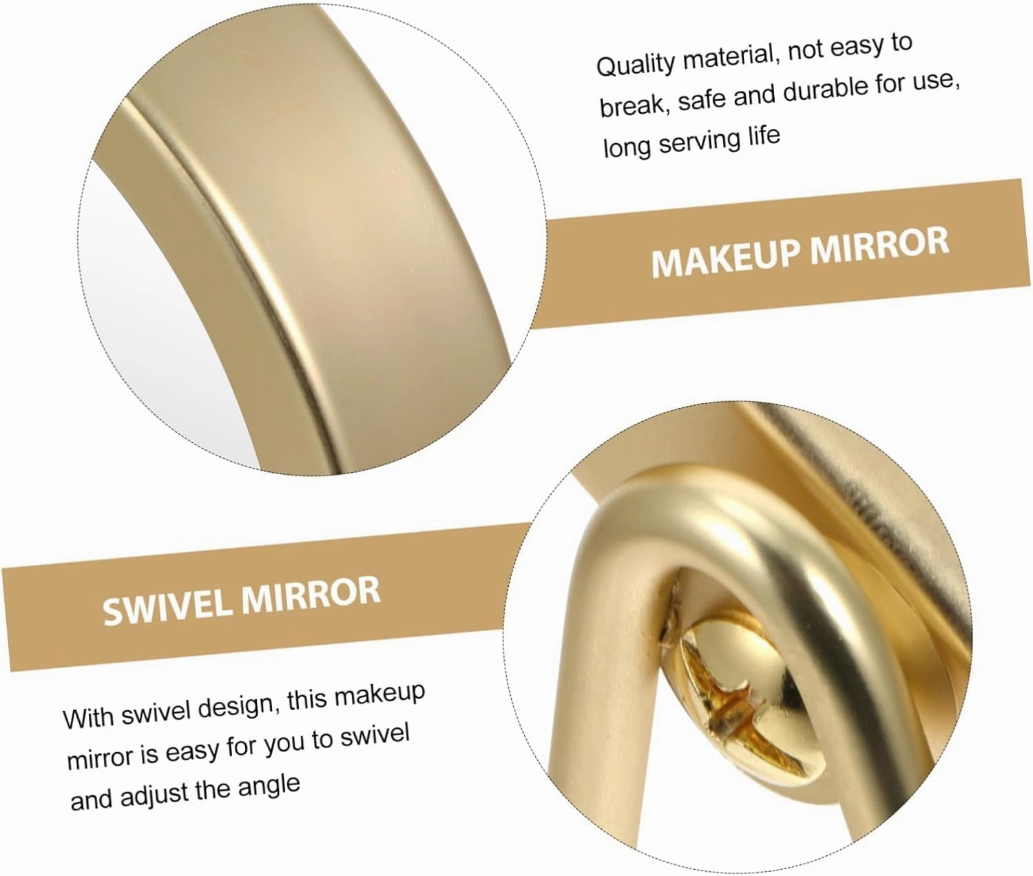 Desktop Double Sided Makeup Mirror,Gold Tabletop Makeup Mirror Double-Side Square Vanity Mirror Desk Mirror for Home Bathrom,B