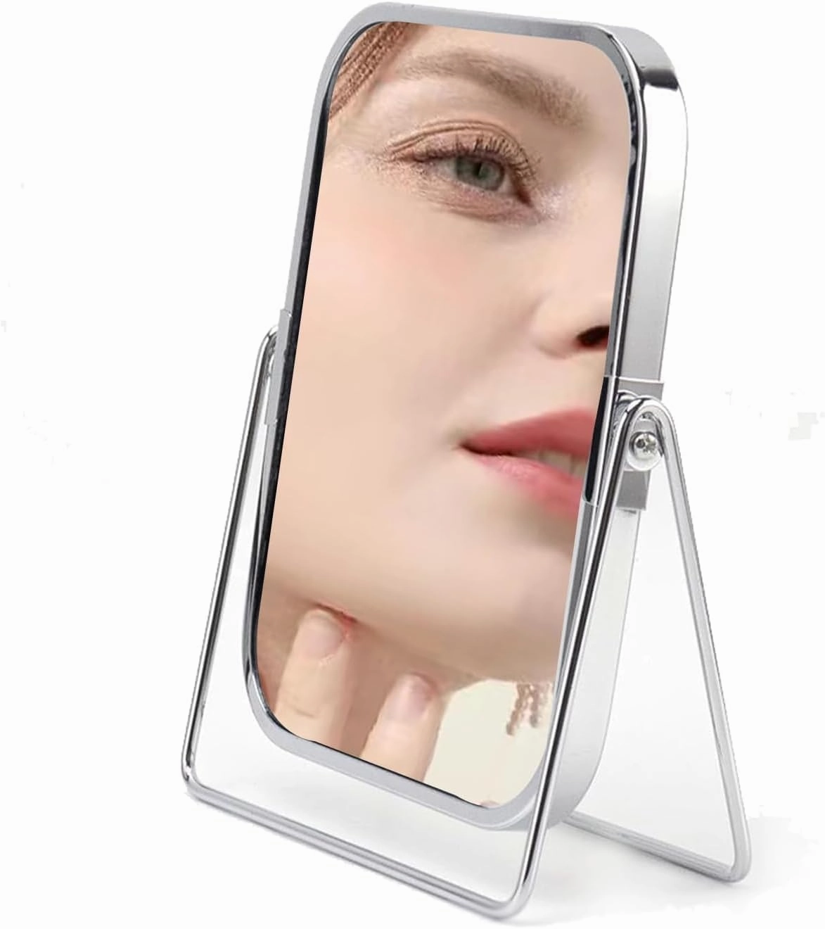 Desktop Double Sided Makeup Mirror,Gold Tabletop Makeup Mirror Double-Side Square Vanity Mirror Desk Mirror for Home Bathrom,B