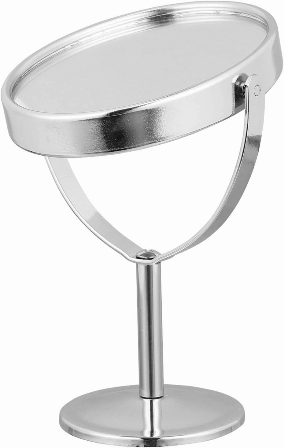 Desktop round swivel mirror Makeup Mirror Double- Sided Rotating Magnifying Mirror for swivel bathroom mirror House metal frame mirror (Silver)