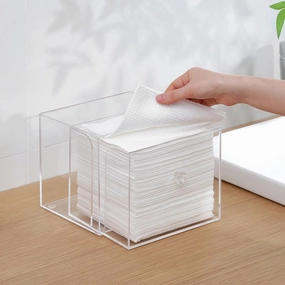 Disposable Face Towel Holder with Drawer, Acrylic Storage Box for Clean Skin Club, Acrylic Face Towel Holder, Luxe Box for Face Towels (Excluding Facial Towels)