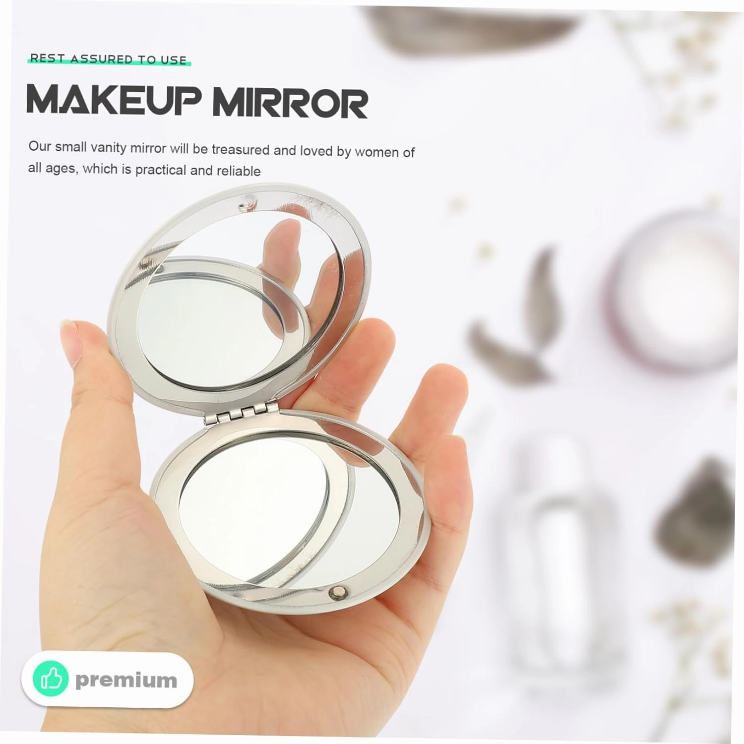 DOITOOL 4 Pcs Double Mirror Purses Mirrors Mini Items for Purse Folding Mirror Handbag Travel Double Sided