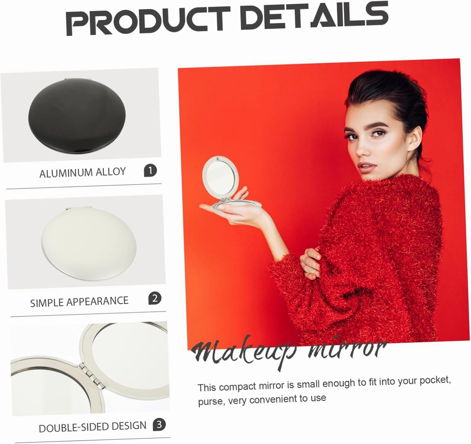 DOITOOL 4 Pcs Double Mirror Purses Mirrors Mini Items for Purse Folding Mirror Handbag Travel Double Sided