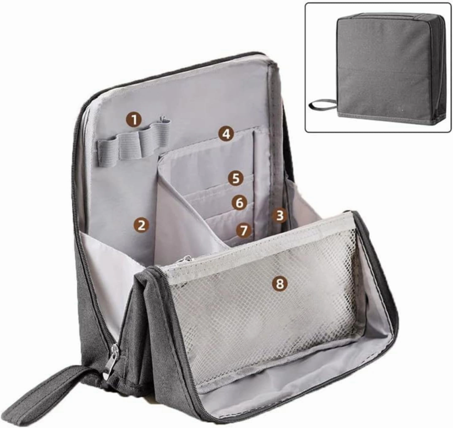 Doresty Makeup Bag, Doresty Standing Makeup Bag – Portable, Large Capacity, Multi-purpose Large Capacity Standing Makeup bag, Toiletry Bags with Compartments (beige)