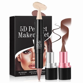 Double Ended Contouring Highlighter Stick With Lip Liner Lipstick Pencil Eyeliners Set 5D Makeup Set For Womens