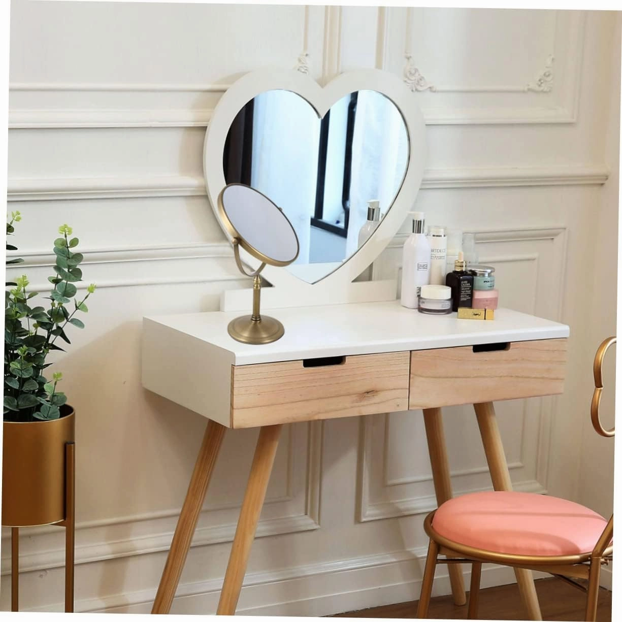 Double-Sided 8X Magnification Makeup Mirror Led Light Large 10.5'' Vanity Mirror for Women Anti-Slip Base