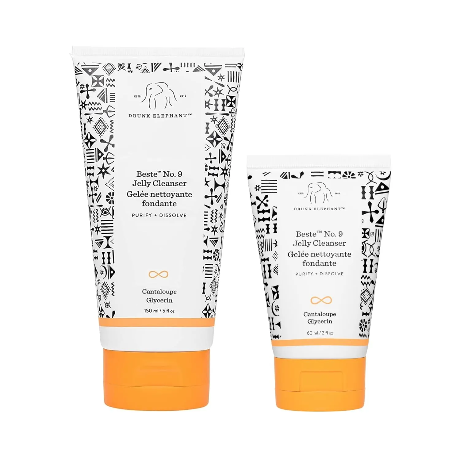 Drunk Elephant Beste No. 9 Jelly Cleanser Bundle - 150 ml/5 fl oz   60 ml/2 fl oz - Clean Clinical Skincare - Cruelty-Free - Dermatologist-Tested - Free of Essential Oils, Silicones, and Fragrance
