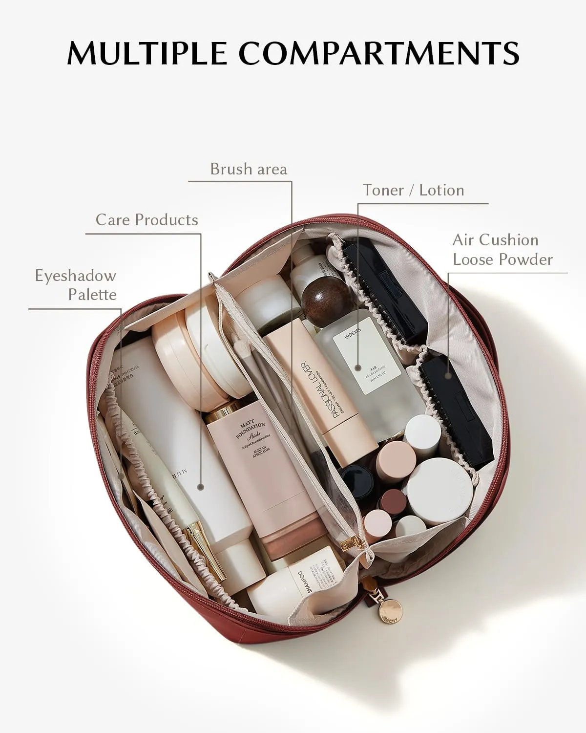 EACHY Travel Makeup Bag,Large Capacity Cosmetic Bags for Women,Waterproof Portable Pouch Open Flat Toiletry Bag Make up Organizer with Divider and Handle