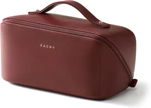 EACHY Travel Makeup Bag,Large Capacity Cosmetic Bags for Women,Waterproof Portable Pouch Open Flat Toiletry Bag Make up Organizer with Divider and Handle