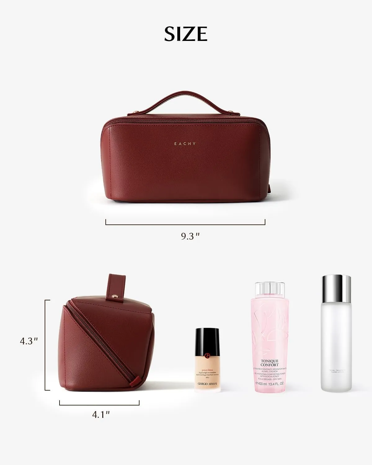 EACHY Travel Makeup Bag,Large Capacity Cosmetic Bags for Women,Waterproof Portable Pouch Open Flat Toiletry Bag Make up Organizer with Divider and Handle