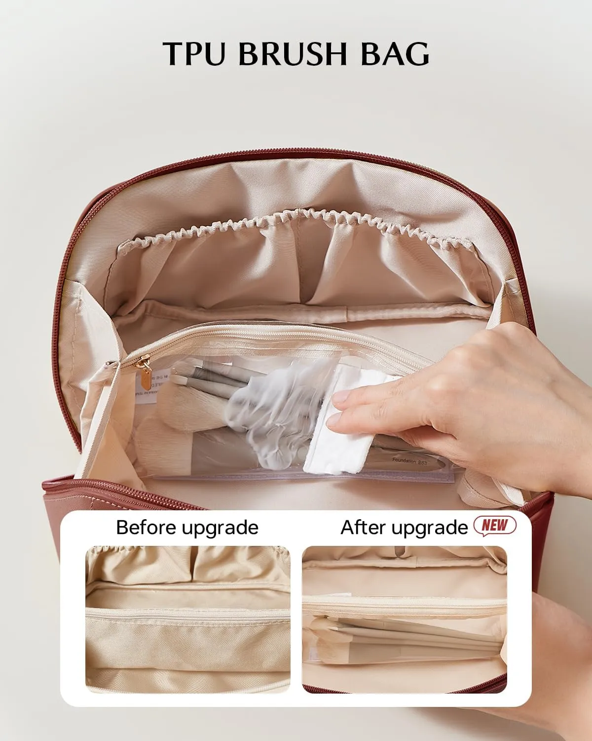 EACHY Travel Makeup Bag,Large Capacity Cosmetic Bags for Women,Waterproof Portable Pouch Open Flat Toiletry Bag Make up Organizer with Divider and Handle