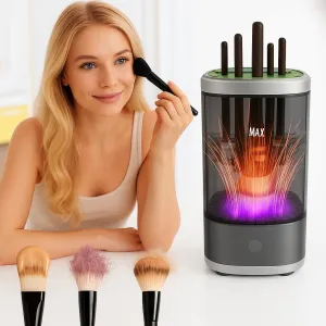 Electric Makeup Brush Cleaner Machine - 3-in-1 Automatic Make Up Brush Cleaner & Dryer | Fast Deep Cleaning, Hot Air Drying for Sensitive Skin & Cosmetics Tools for All Size Brushes