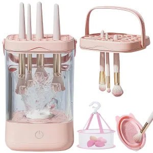 Electric Makeup Brush Cleaner Machine - Automatic Makeup Brush Cleaner - Makeup Brush Cleaning Machine - for Makeup Sponges and Brushes (Pink)