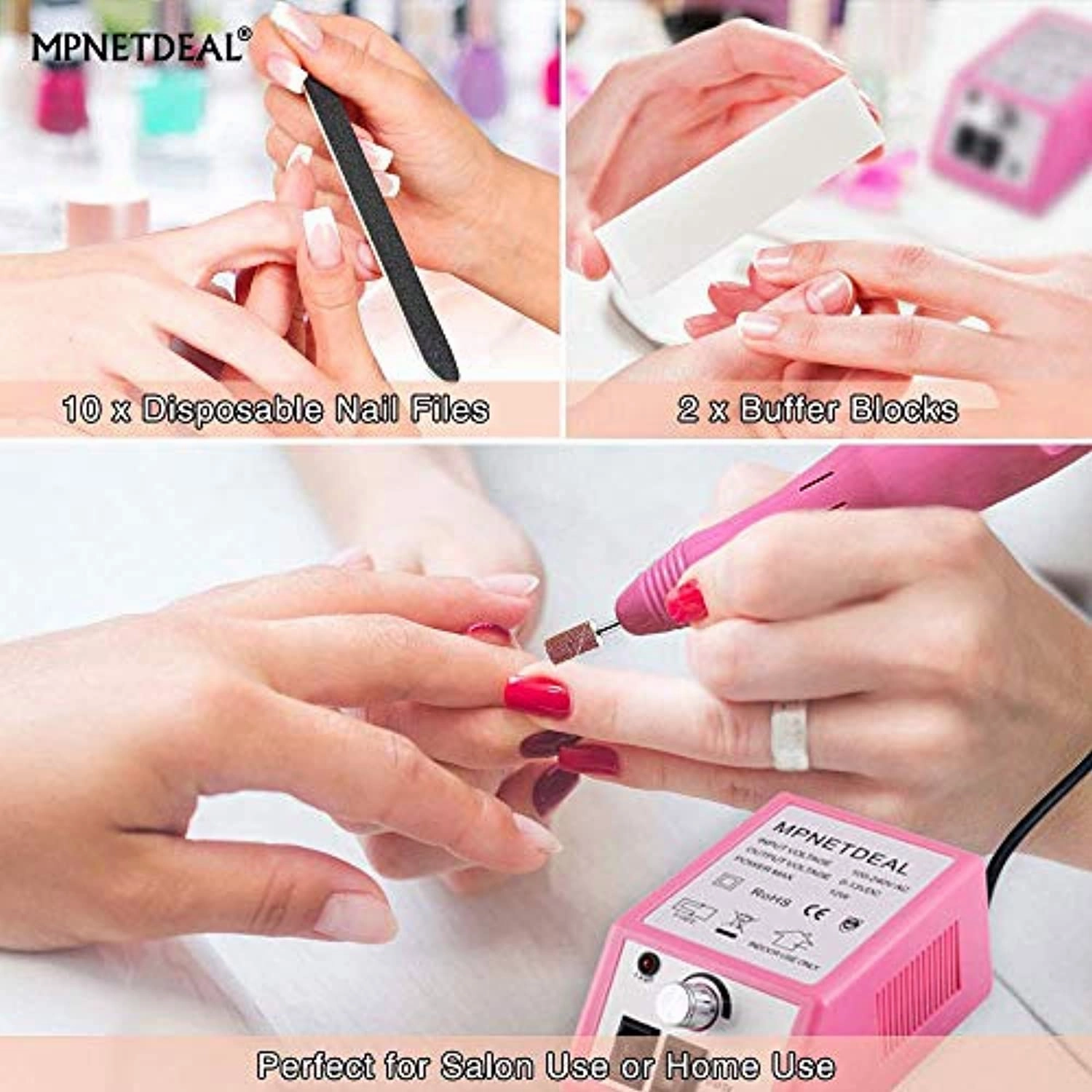 Electric Nail Drill Mpnetdeal Nail Drill Machine Nail File e File Drill Set Kit and 12pcs Nail Art Gel Brush Dotting Pens for Acrylic Nails Gel Nail Glazing Nail Drill Nail Art Polisher Sets