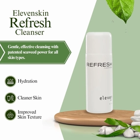 ELEVENSKIN - Refresh Anti Oxidant Treatment Facial Cleanser - Gel Cleansers Laminaria Digitata Seaweed - for all skin types - Make Up Remover -Shave Cleanser for Men -Patented Delivery System