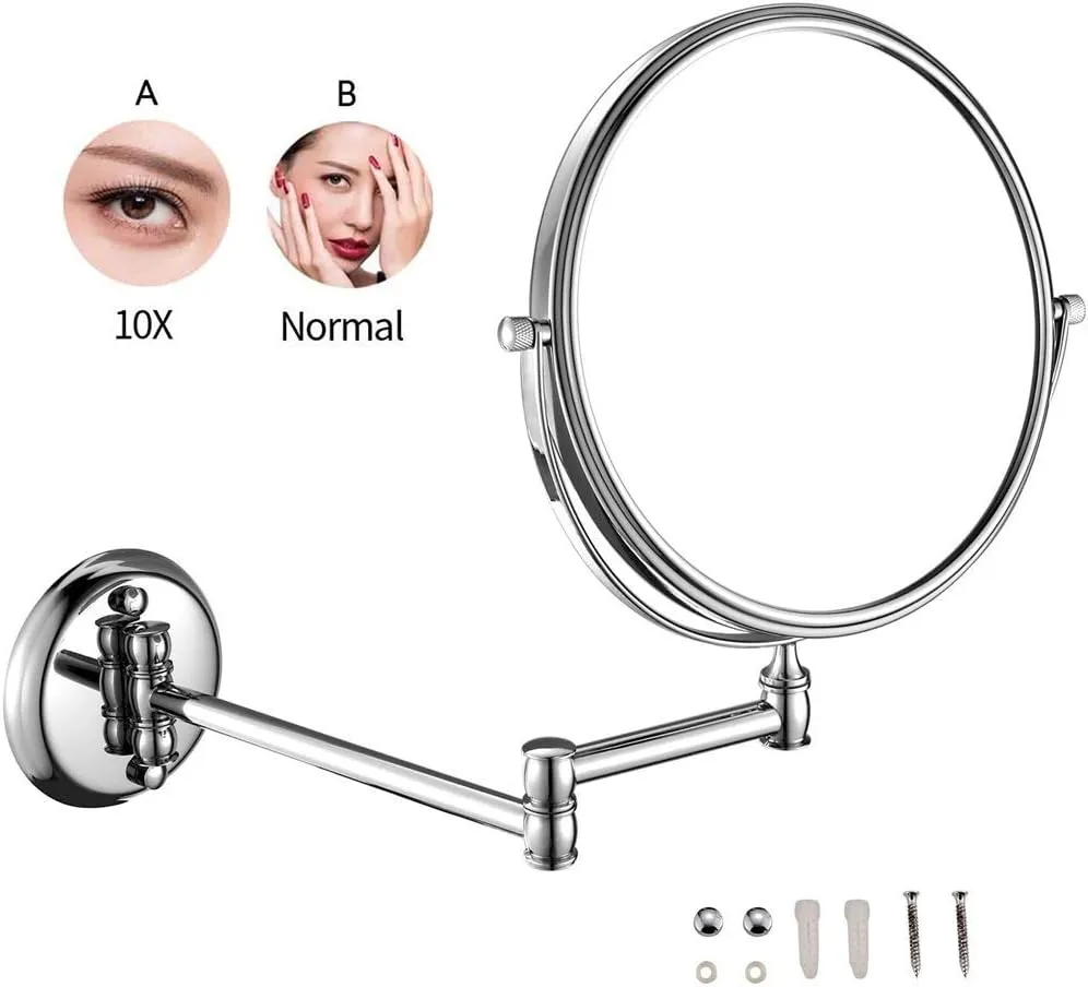 ELTOX Bathroom Makeup Mirrors, Wall Mounted Magnifying Sturdy Double Sided Adjustable Cosmetic Shaving Vanity Extendable Swivel (Color : 6inch, Size : 7X)