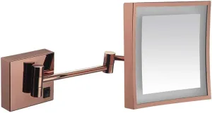 ELTOX Wall Mounted Makeup Mirror 3X Magnification Single Side Square Vanity Mirror Extendable Built-in Lithium Battery (Color : #4)