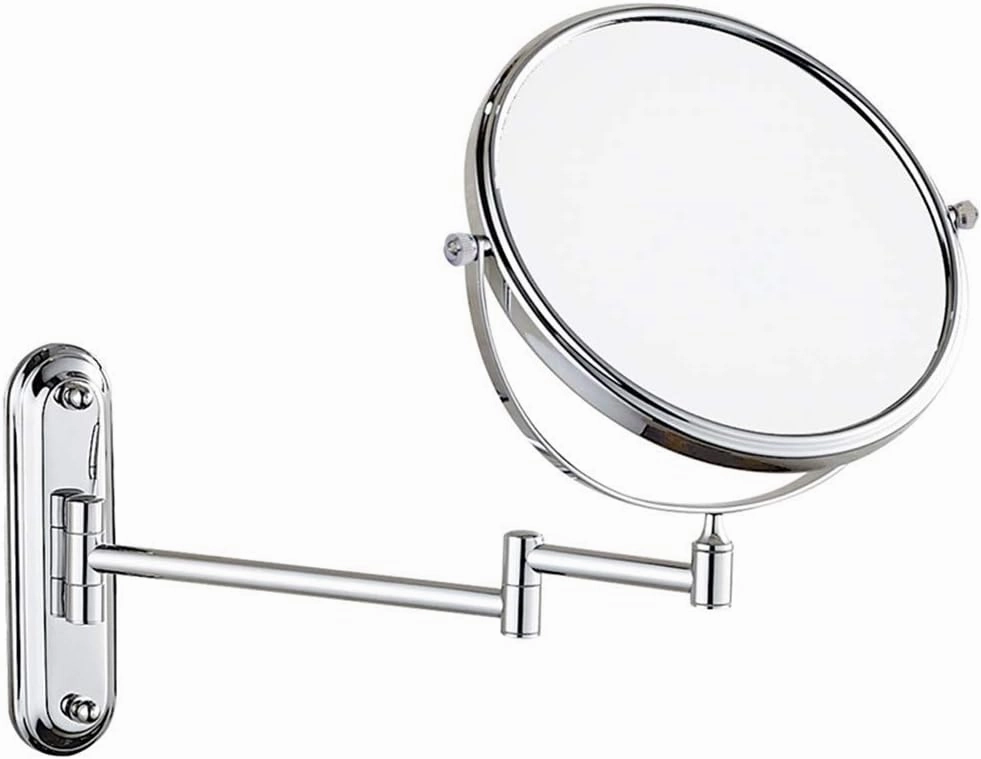 ELTOX Bathroom Makeup Mirrors Wall Mounted Brass Double Sided 360° Swivel Magnifying Vanity Shaving Extendable Adjustable (Color : 6inch, Size : 3X)