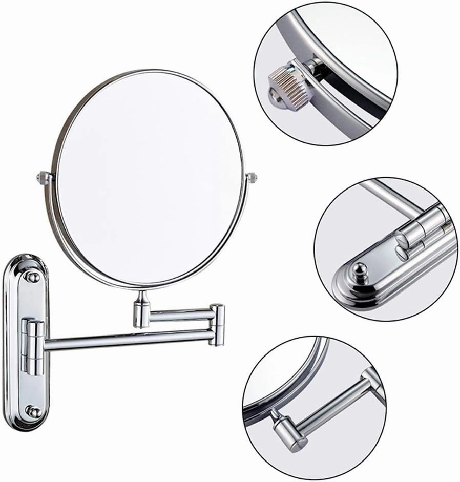 ELTOX Bathroom Makeup Mirrors Wall Mounted Brass Double Sided 360° Swivel Magnifying Vanity Shaving Extendable Adjustable (Color : 6inch, Size : 3X)