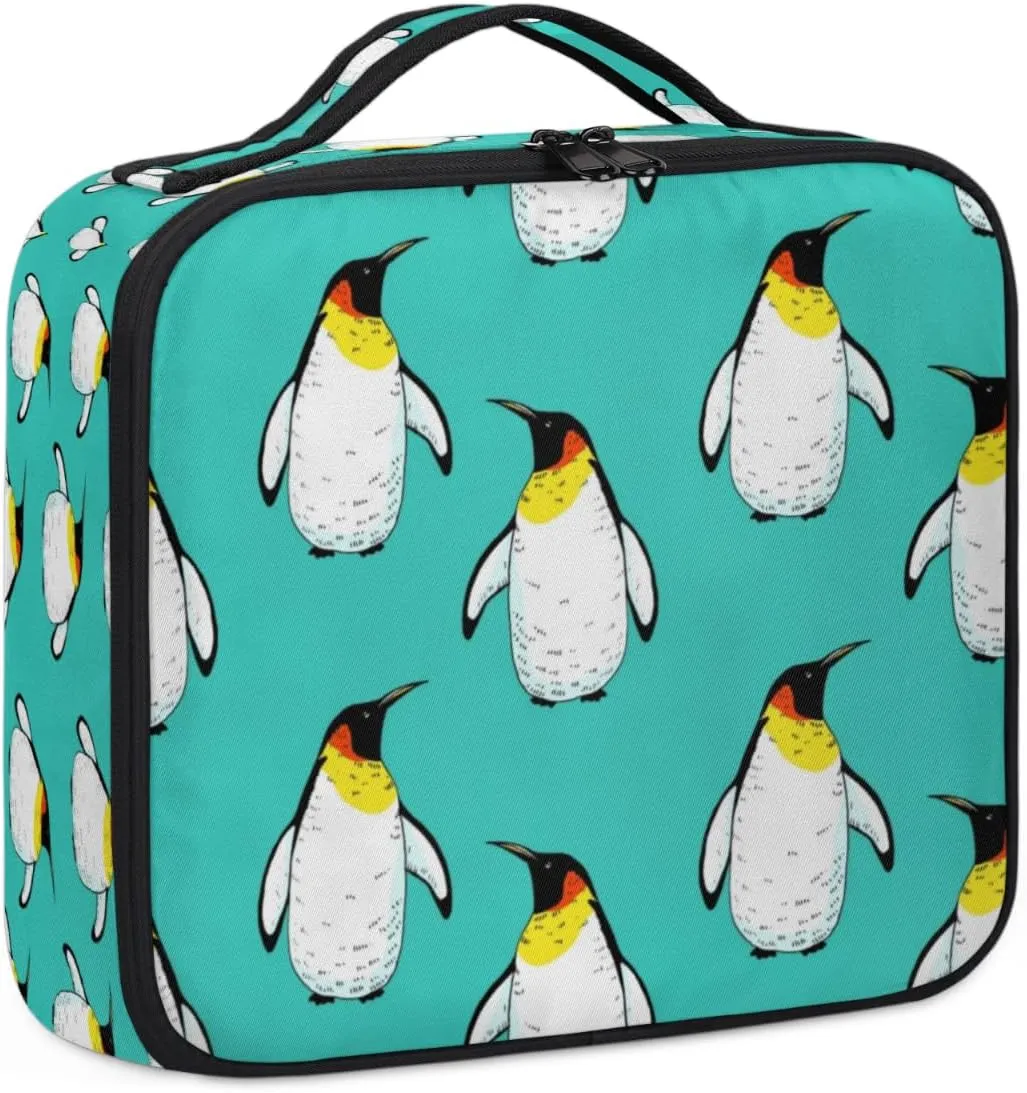 Emperor Penguin Makeup Case, Makeup Organizer Bag for Make up Artist, 2 Layer 10 IN Travel Train Case Makeup Bag for Cosmetic Hairstylist Nail Tech