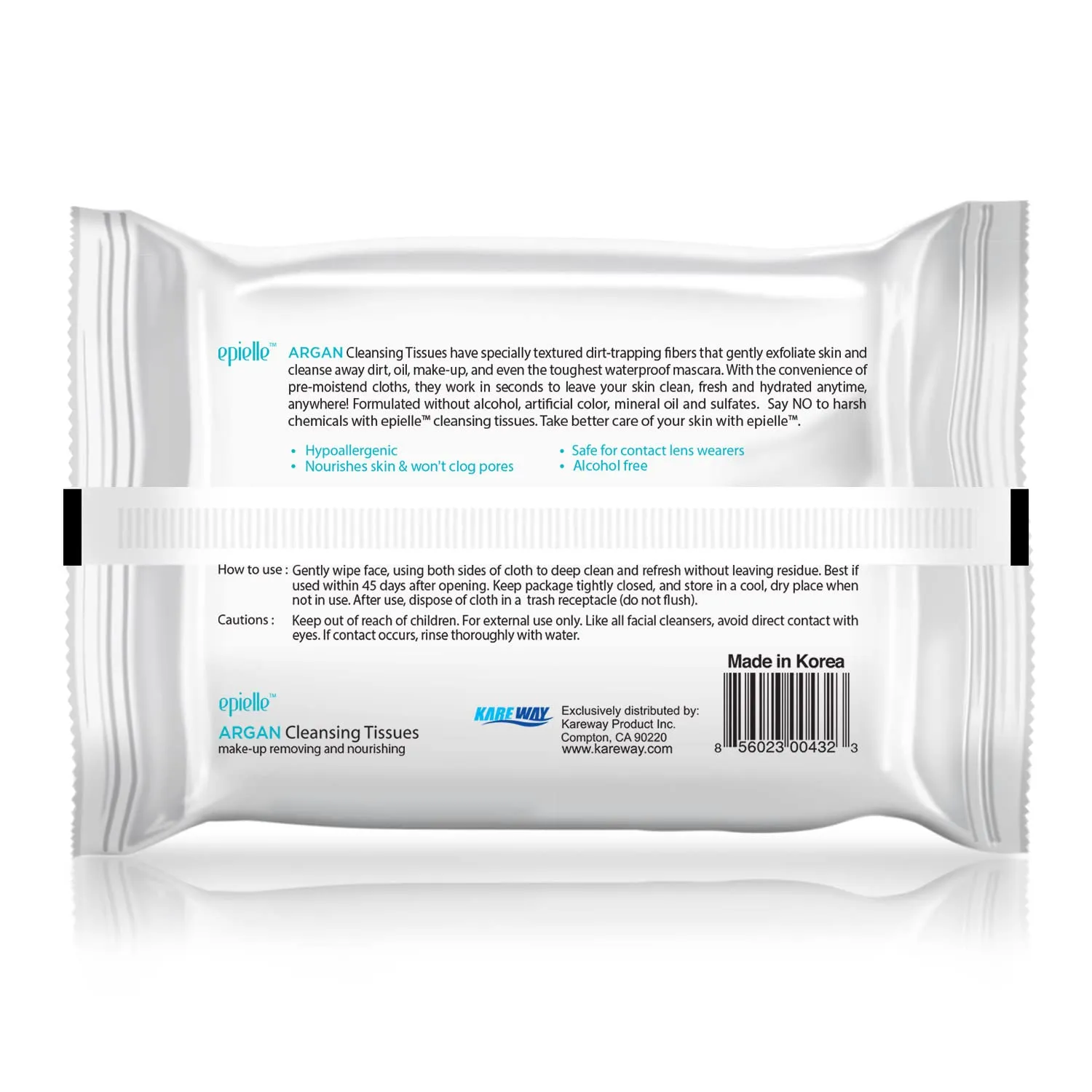 Epielle Argan Oil Makeup Remover Cleansing Wipes | 30 Count, 6-Pack | Gentle Daily Facial Towelettes for All Skin Types | Removes Dirt, Oil, & Makeup | Essential Korean Skincare, Easter Gift