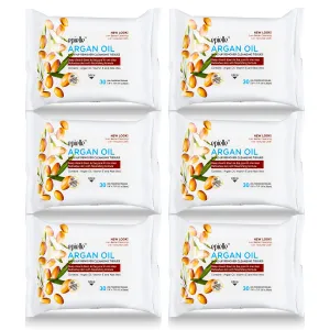 Epielle Argan Oil Makeup Remover Cleansing Wipes | 30 Count, 6-Pack | Gentle Daily Facial Towelettes for All Skin Types | Removes Dirt, Oil, & Makeup | Essential Korean Skincare, Easter Gift