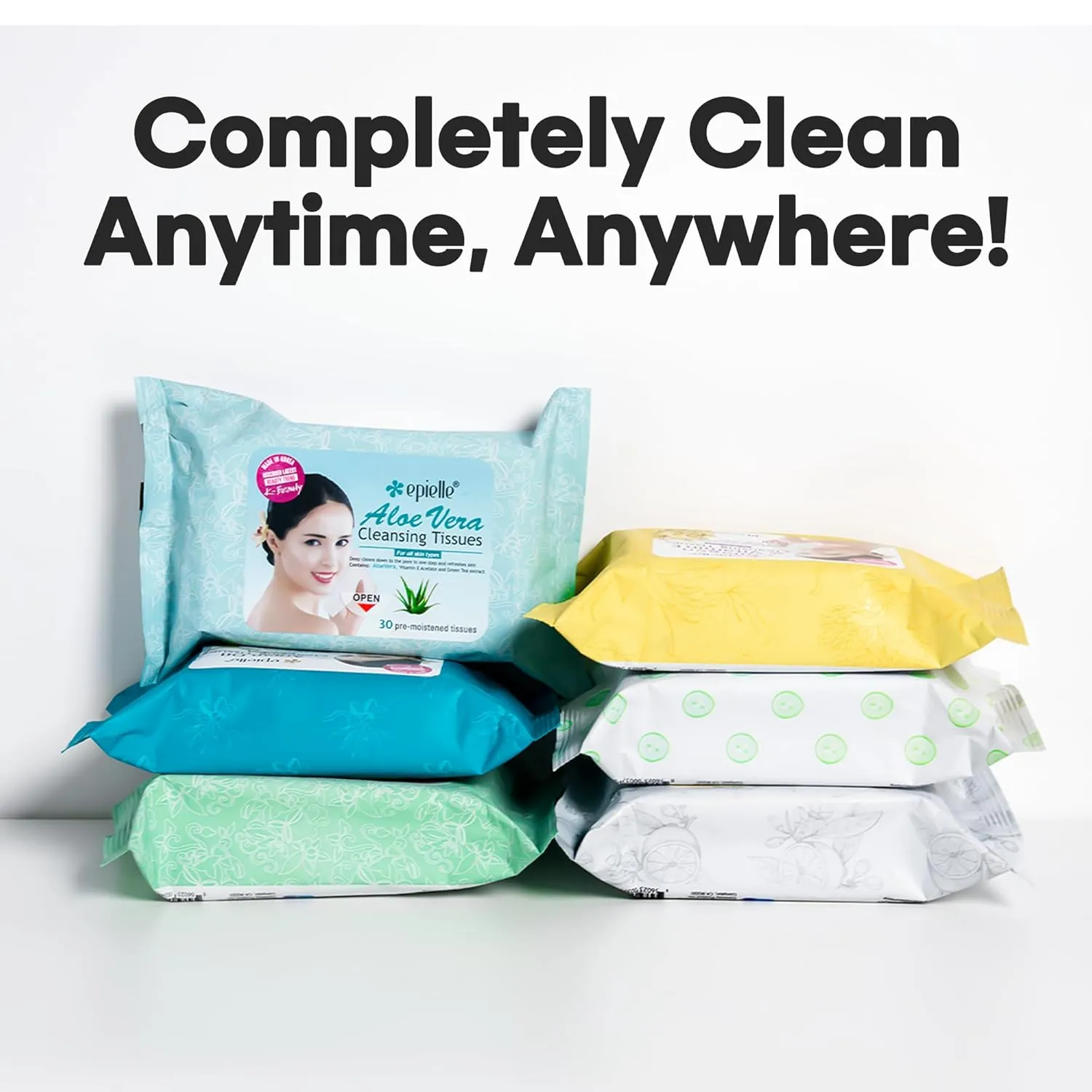 Epielle Argan Oil Makeup Remover Cleansing Wipes Tissue | Gentle for all Skin Types | Daily Facial Cleansing Towelettes | Removes Dirt, Oil, Makeup (Pack of 6)