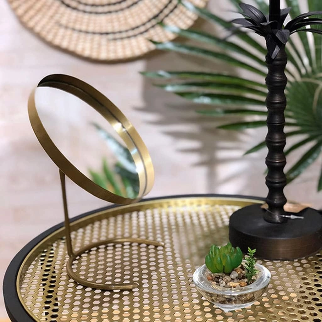 EQUALIZE Cosmetic Mirror American Country Retro Makeup Mirror Desktop Desktop Dressing Bathroom Round Mirror Mirror Personal Beauty Mirror