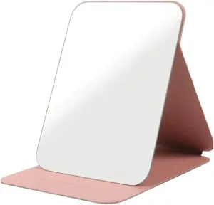 Espejo Folding Mirror Men's and Women's Desktop Helper Household Portable Simple Large Portable Student Dormitory Makeup Mirror Makeup Mirror(Pink,Large)