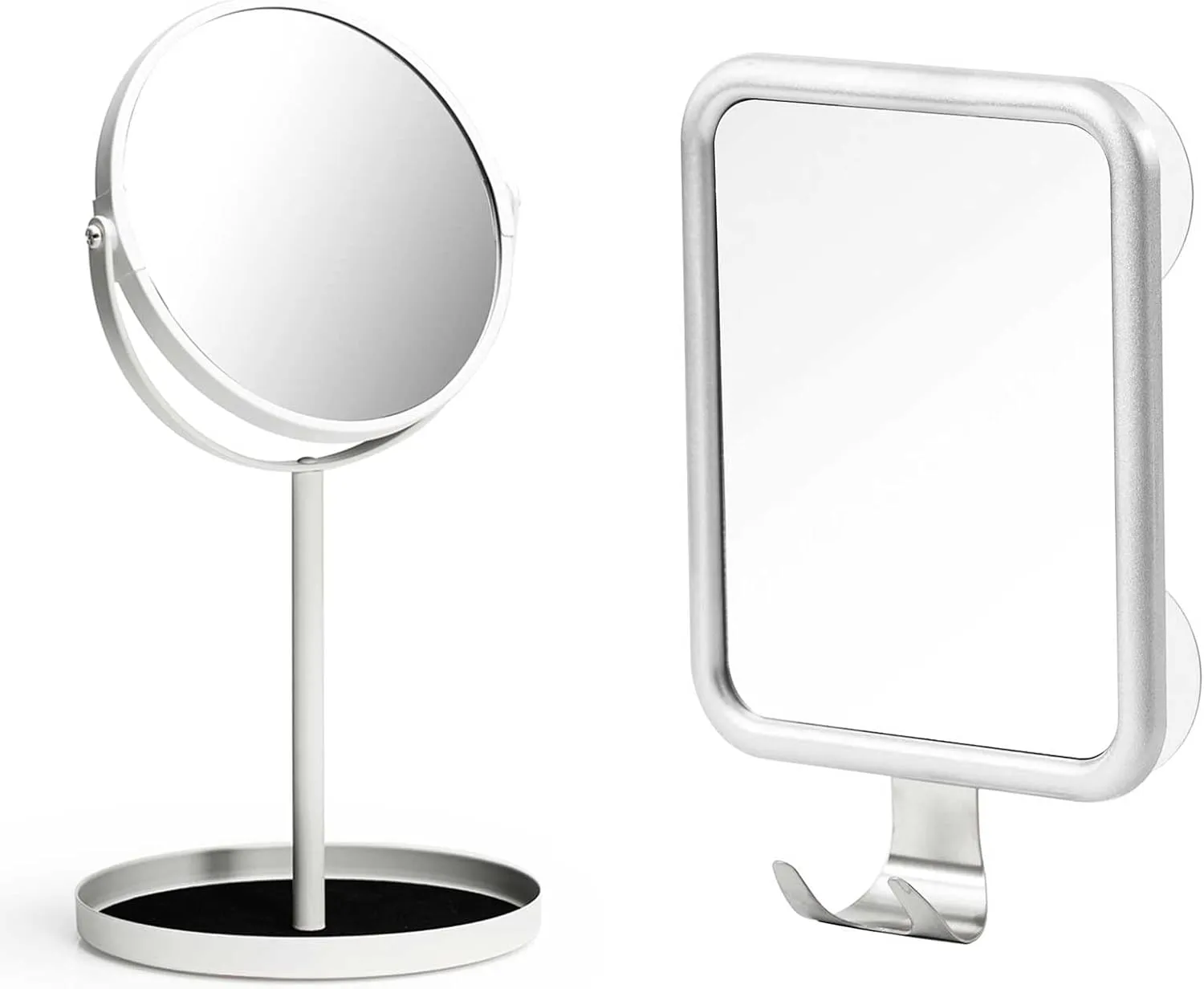 Ettori Shower Mirror Fogless for Shaving and Makeup Mirror-1x and 5X Magnification